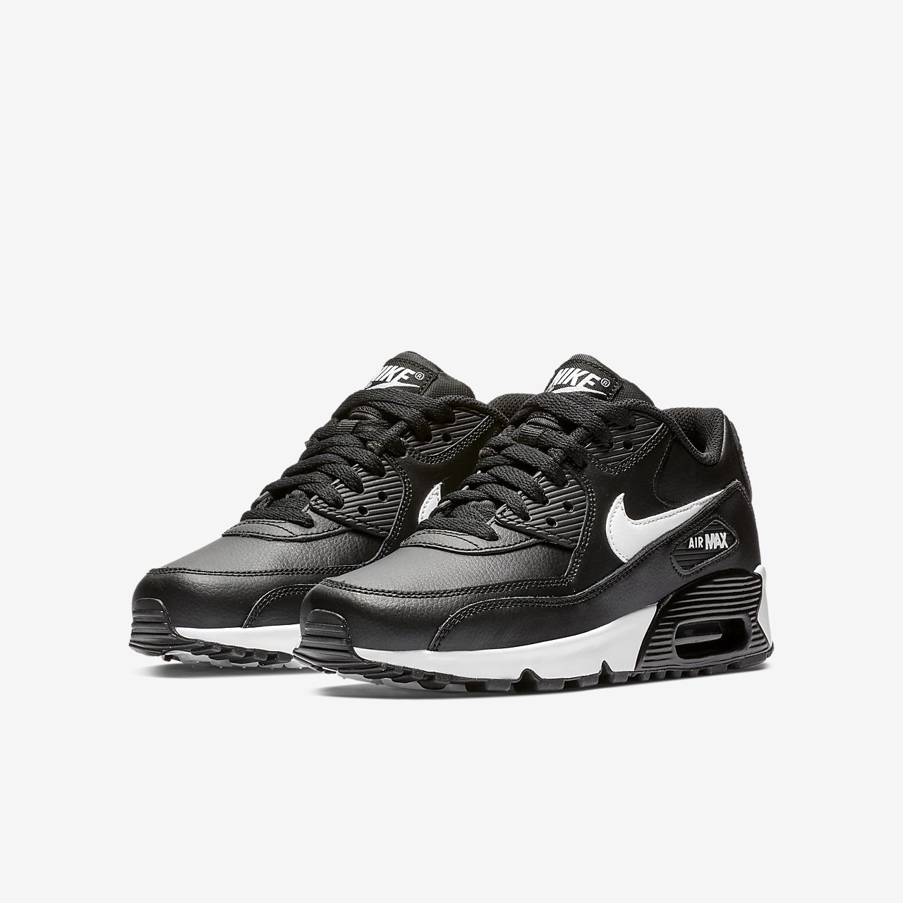 Nike Air Max 90 Leather - Sneakers - Sort/MørkeGrå/Hvide | DK-74331